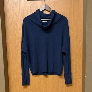 Elegant Navy Cowl Neck Sweater